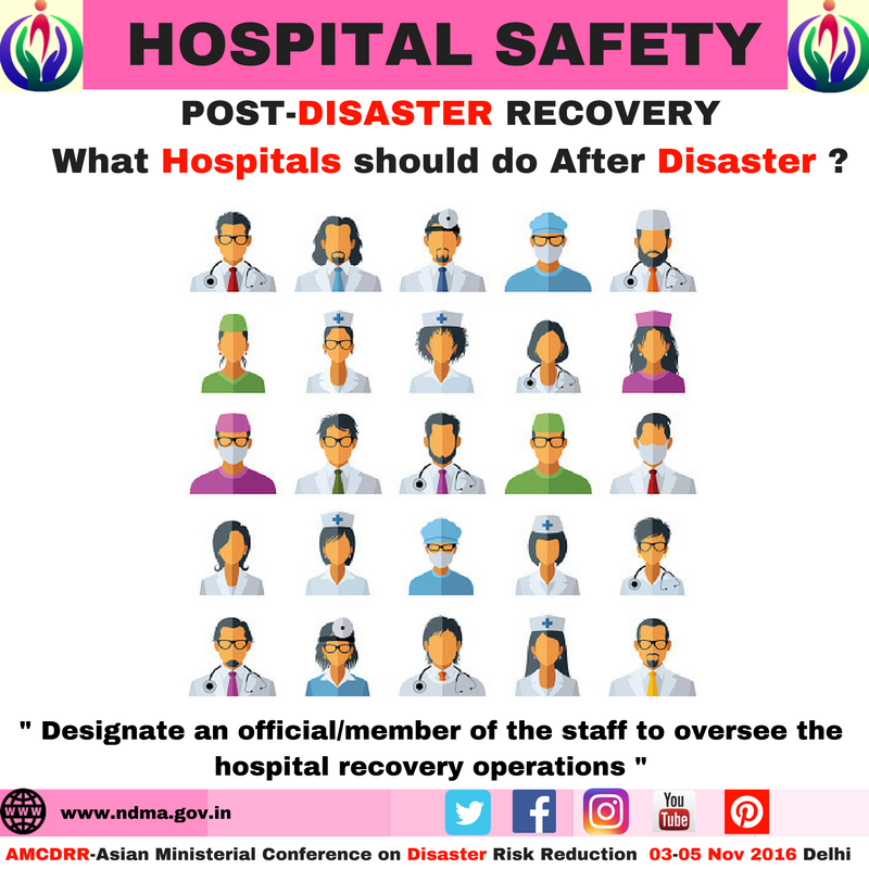 Designate an official /member to the staff to oversee the hospital recovery operations